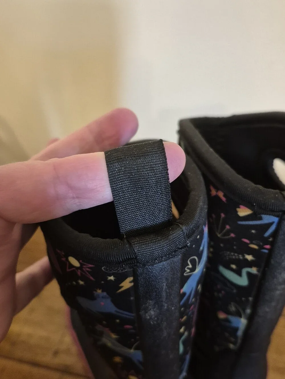 Lone Cone Kids' Black Rain Boots with Colorful Unicorn & Rainbow Print 12
